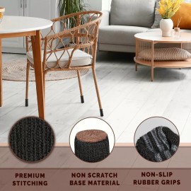 Morvat Black Furniture Leg Socks for Table, Chairs, & Furniture, Large, 32 Pack