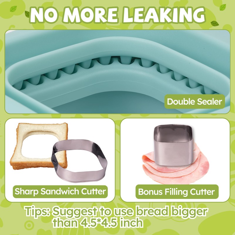LEPCY Uncrustables Sandwich Maker Sealer Cutter, Crustless Sandwich Cutter, PB&J