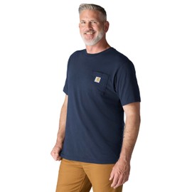Carhartt Mens Loose Fit Heavyweight Short-Sleeve Pocket Work-Utility-t-Shirts, Navy, 4X-Large Tall US