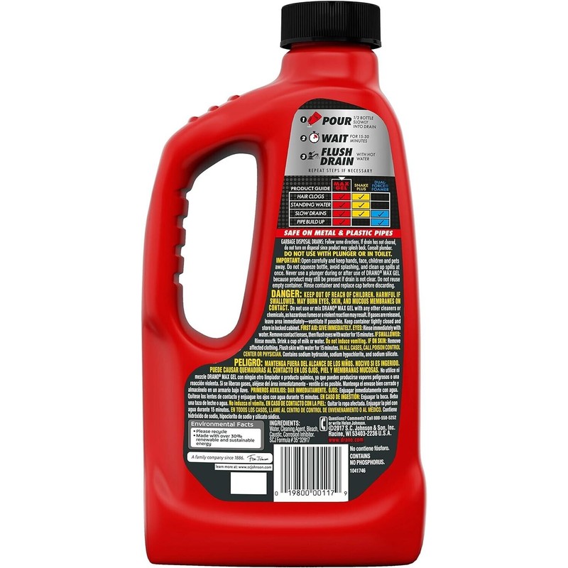 Drano Max Gel Drain Clog Remover, 32 oz - Unclogs
