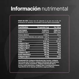 B Life Colágeno Hidrolizado Tipo I, II, III, V y X 400 cápsulas