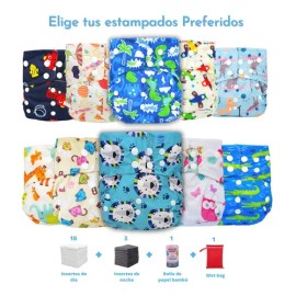 Paquete 10 Pañales Ecológicos De Tela Ecoketos Todo Incluido