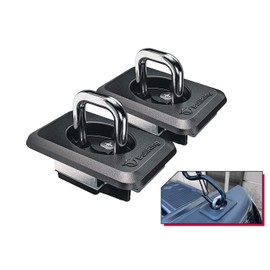 Bull Ring Raised Fit Retractable Truck Bed Tie Down Anchors, Built for 2009-2022 Dodge RAM 1500, 2500, 3500 Trucks & 2014-2019 Toyota Tundra CrewMax Trucks, Rail Cap Trim Required to Install (1 Pair)