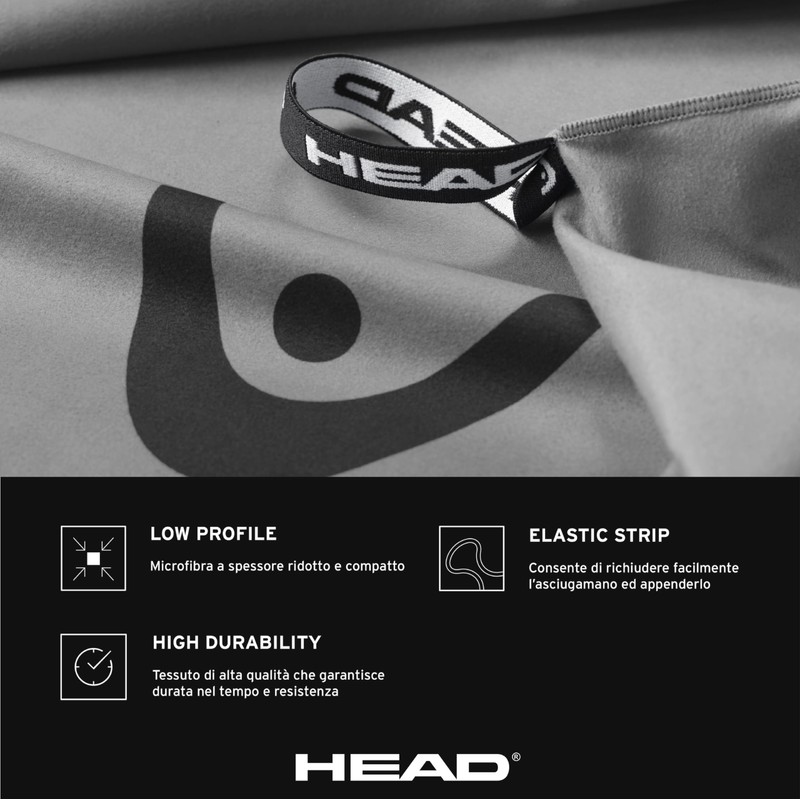 Head Active Microfibre Towel with Elastic, Lightweight Fitness Towel, Quick