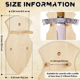 Queekay Wooden Sword Plaque Sword Holder Wall Mount Sword Gift for Christmas Wall Plaque Wood Sword Wall Display Plaque with Hardware(Wood Color)