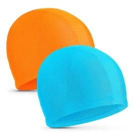 2 Pieces Elastic Swim Caps Comfortable Fabric Swimming Hat Lightweight Bathing Caps for Women Men Kids While Swimming ()
