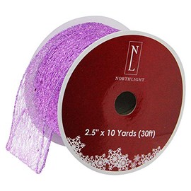 Northlight Pack of 12 Glittering Christmas Wired Craft Ribbons, 2.5" x 120 Yards, Purple