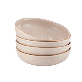 Bico Light Beige Pasta Bowls Set, Set of 4, Microwave and Dishwasher Safe, for Spaghetti, Pasta, Soup