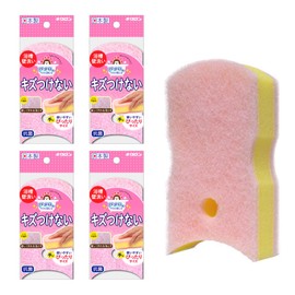 Kikuron Bath Sponge, Antibacterial, Soft Type, Pink, 1 Piece x 4, Easy to Use, No Scratches, Made in Japan