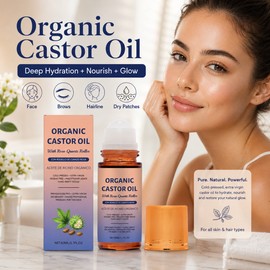Castor Oil Roll-On Serum for Skin & Hair Care – Rose Quartz Roller for Daily Beauty Routine
