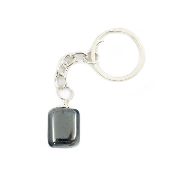 Hematite Crystal Tumblestone Keyring - Focus, Willpower, Courage, Confidence, Balance,