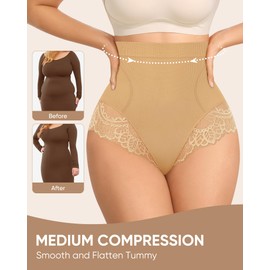 MIOTAN Women's Underwear High Waisted Tummy Control Lace Ladies Panties Full Coverage High Cut Nylon 4 Pack, Multicolor-XXL