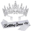 VELSCRUN VELSCRUN Silver Crystal Birthday Queen Tiara Crowns for Women