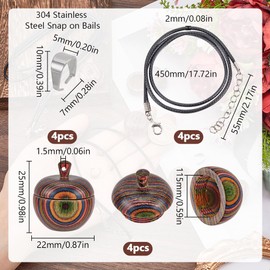 SUNNYCLUE Set of 4 Locket Necklaces Craft Set Wooden Acorn Pendant Wooden Acorn Box Mini Apples Pendant Wooden Locket Pendant for Jewellery Making Sets Back to School Thanksgiving Christmas DIY B