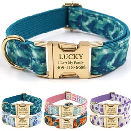 PETDURO Collar para Perro Personalizado con Estampado Colorido y Suave, Nombre y Teléfono Grabados, Ideal para Perros Medianos y Grandes. Accesorios  