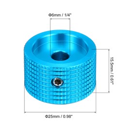 sourcing map 2 Pcs Aluminium Potentiometer Knobs, 1/4" (6mm) Universal Volume Tone Control Knobs for Guitar, Bass, Grid 5/8" Blue