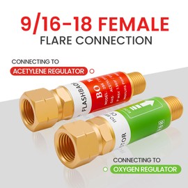 BO WELD Oxygen Acetylene Torch Flashback Arrestors Set, Torch End- 9/16-18UNF Threads Size