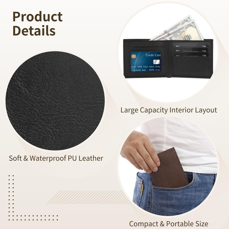 OMISTAR 24 Pcs Leather Wallets for Men, Men's PU Leather