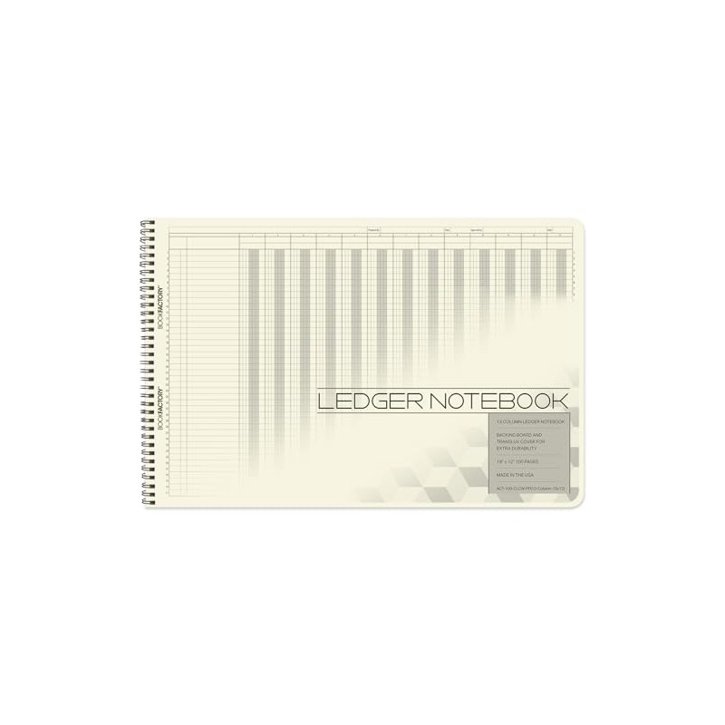 BookFactory Accounting Ledger Notebook/Large 13 Column Accounting Ledger Columnar (Thirteen