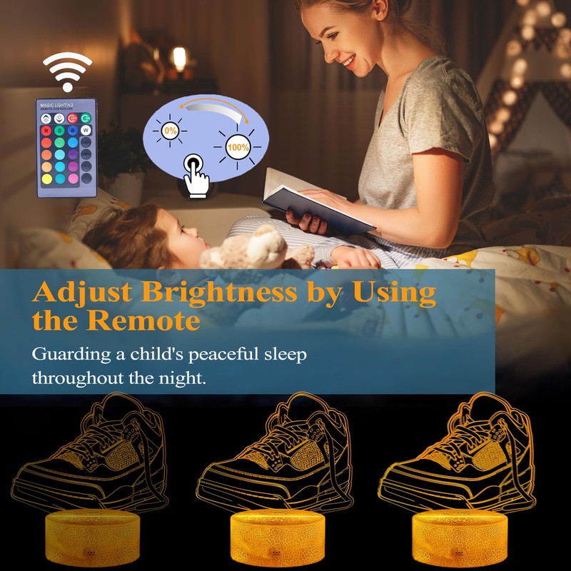 POSSHE 3D Illusion Night Light Lamp, 16 Colors Changing, Remote