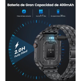 ESFOE Reloj Inteligente Hombre(3 Correas), 1.96'' 400mAh Smartwatch Hombre con Llamada Bluetooth,IP68 Impermeable,Cuerpo Metálico de Acero Inoxidable,100+Deportes Militar Smart Watch para Android iOS