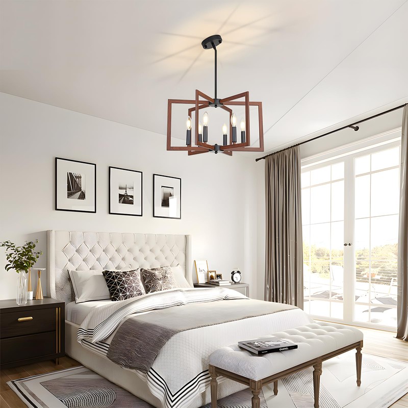 MeiShiDeng 22" Farmhouse Chandeliers for Dining Room,6-Light Dining Room Light