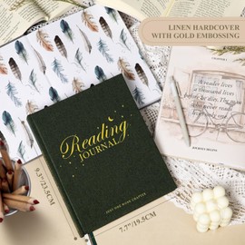 Lanpn Reading Journal Book Journal for Book Lovers Readers, 9.3" x 7.7" Books Tracker Journal, Linen Hardcover Reading Log with 52 Book Reviews, 158 Pages Reading Notebook Bookish Gifts (Green)