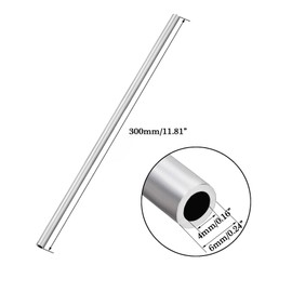 TA-VIGOR 2Pcs 6063 Aluminum Round Tube 6mm OD 4mm ID 300mm Length Metal Seamless Straight Tubing for DIY Crafts Silver