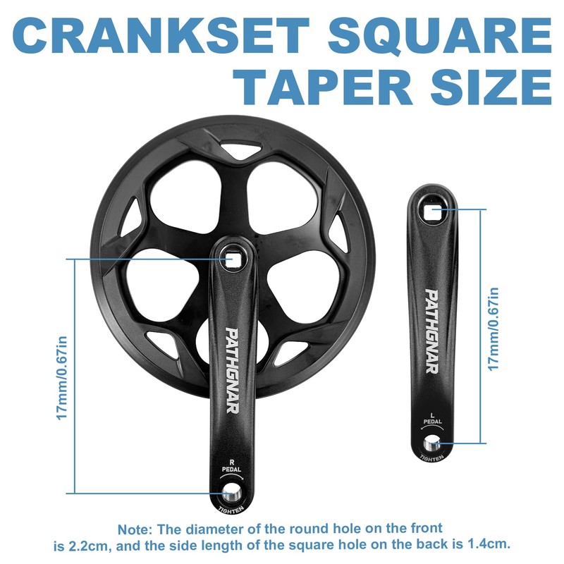 PATHGNAR Mountain Bike Crankset, 48T Charing Bike Crank Set with