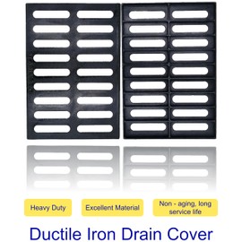 MOSINSBO Cast Iron Drain Grate, 17x12 Outdoor Drain Cover, B Class Sewer Grate, Durable Heavy Duty Channel Grate, Black Rectangle Drainage Grate for Driveway, Concrete, Yard, Garage (17.3x12)