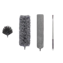 Microfiber Feather Duster 4-in-1 Kit, Dusters for Cleaning, Duster with Extension Pole 100 Inches, Cobweb Duster, Microfiber Dusters for High Ceilings and Fans, Blinds, Cars and Furniture
