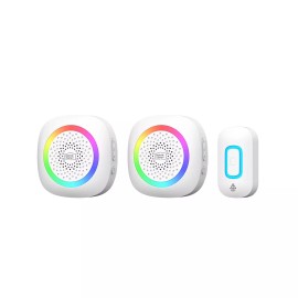 Home Zone 2 BATTERY OPERATED WIRELESS DOORBELL 60 Sound Options RGB Light CHIME