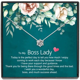 JeeweLife Sterling Silver Boss Lady Necklace - Gift for Women, Boss's Day, Birthday