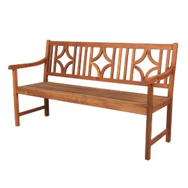 JONATHAN Y BNH100A Sloane 59.1" 3-Seat Ogee Diamond-Back 600-Lbs Support Acacia Wood Outdoor Garden Patio Bench for Garden, Lawn, Backyard, Pool, Deck, Beach, Firepit, Teak