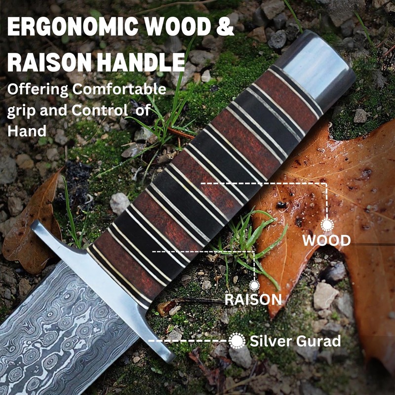 Real Steel Craft Damascus Steel Dagger, Arkansas Toothpick Knife with