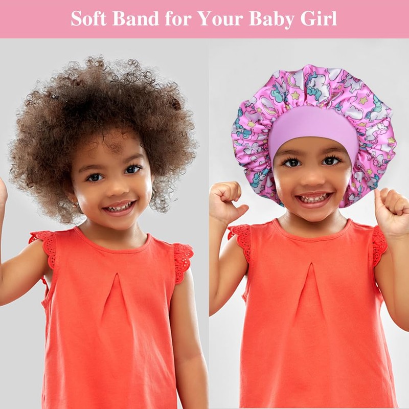 3pcs Satin Bonnets for Kids Sleeping, Cute Hair Bonnet with