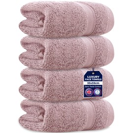 Towelogy 4 Packs Zero Twist Face Cloths 33x33cm - 100% Cotton Washcloths Absorbent & Super Soft Hotel Quality Towels | Oeko-Tex Certified (4, Blush Pink)