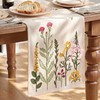 Beige Soft Chain Embroidery Wild Floral Spring Table Runner, Seasonal