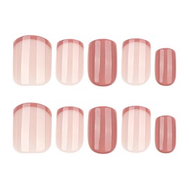 MERVF Square Press on Nails Short Fake Nail Light Brown French Tip Glue ons Natural Solid Color Acrylic Nails Squoval Fall Manicure 24pcs Glossy