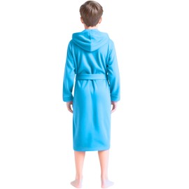 o-day Children's Lightweight and Practical Microfibre Dressing Gown with Hood, Pockets and Belt, sky blue