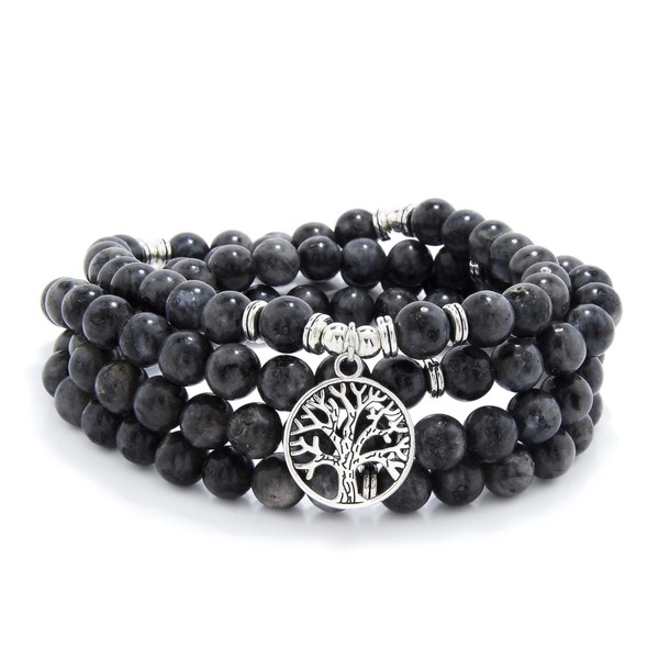8mm Mala Beads 108 Meditation Bracelet Necklace with Tree of