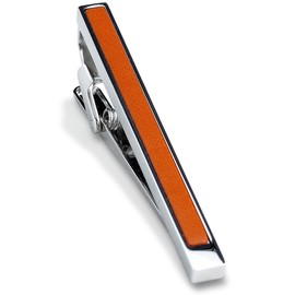 Tavarat Tps-003R Men's Tie Clip, Made in Japan, Genuine Leather, Brass, Alligator Clip, 10 Colors, orange