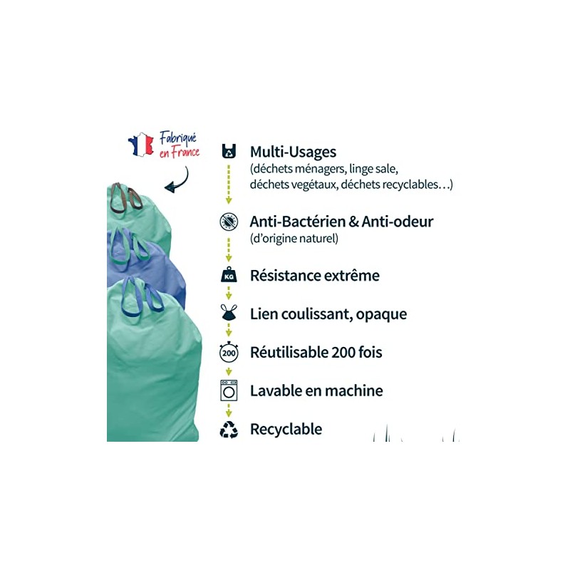 NATUR&CO Reusable 15 L Multi-Purpose Zero Plastic Bin Bag, Ultra