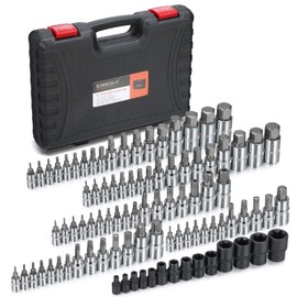 RIMKOLO 92-Piece Allen and Torx Bit Socket Set, 1/4" 3/8" and 1/2" Drive Tamper Proof Torx/Hex SAE & Metric Bit Set
