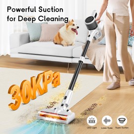 BSNAW Cordless Vacuum Cleaner for Home, 8-in-1 Lightweight Stick Vacuum with 45Mins Runtime, Powerful Suction, Anti-Tangle, Rechargeable Cordless Vacuum for Hardwood Floor Carpet Pet Hair,N5