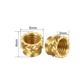Hsthe Sea Pack of 100 Threaded Insert RX-M3 x 5 x 4 Brass Threaded Sockets, Knurled Insert Nuts, Can Be Used by Heat for Plastic Parts by Heat or Ultrasonic in 3D Printer Parts