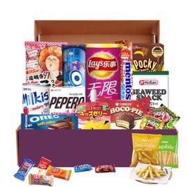 Asian Snack Box, Assortment of Popular Treats from Japan, Korea, and Other Asian Countries, Variety Pack with 20 Snacks, by Lecsa Specialty Snacks