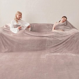 COOVA Oversized King Fleece Blanket 120x120 inches, Soft Cozy Warm Giant Extra Large 10'x10' Blanket for Bed, Sofa, Couch,Travel, Camping, California Huge Flannel Big Throw Blanket, Taupe