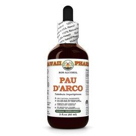 PAU D'Arco (Tabebuia Impetiginosa) Dry Bark Glycerite, Made in Hawaii, All Natural, Vegan, Lab Tested Alcohol-Free Liquid Extract - 2 fl.oz