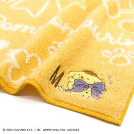 Towel Museum Sanrio Big Ribbon Pom Pom Pompurin Towel Handkerchief YM Yellow Initial M 28-2030072 Approx. 9.8 x 9.8 inches (25 x 25 cm)